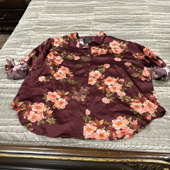 Jonny was Long sleeve shirt colored with  flowers size xl new 100 silk - Picture 5 of 8